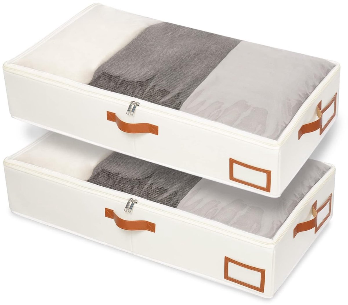 Omgoods - Set van 2 Opbergzakken voor Onder Bed met Duidelijk Venster
