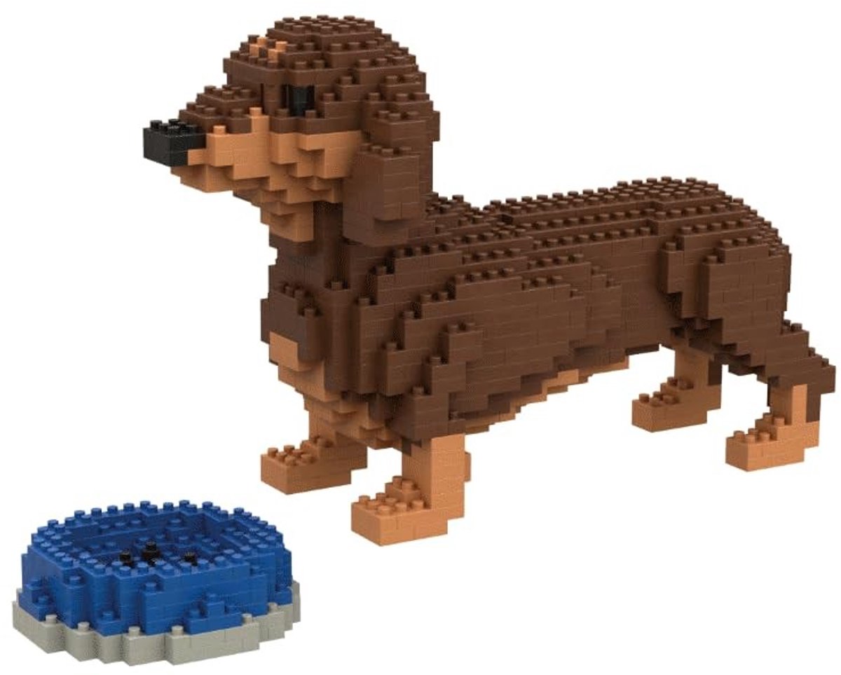 Omgoods - Miniatuur Bouwset met Blokken, Bruine Teckel