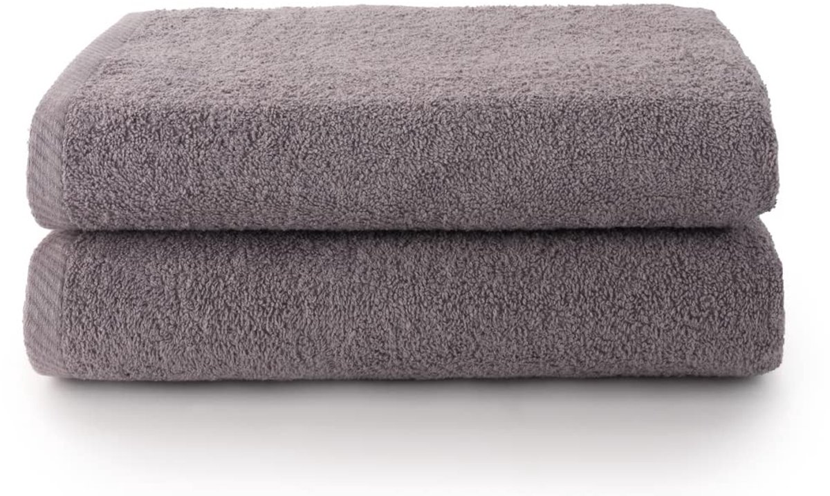 Omgoods - Set van 2 Extra Grote Badhanddoeken - 100x150 cm - 100% Katoen - Grijs