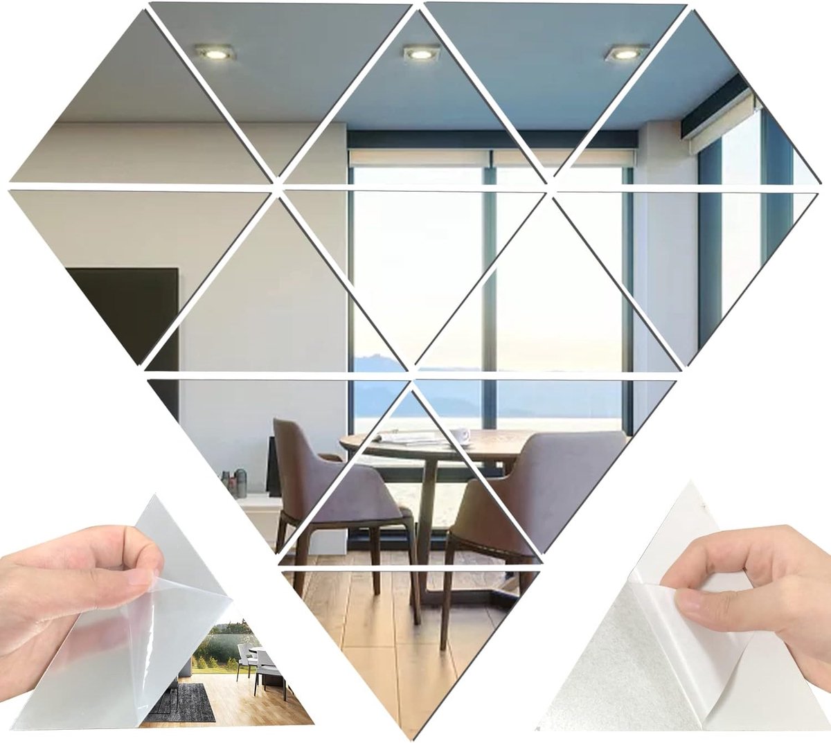 Set of 14 Triangle Acrylic Wall Stickers - Removable Setting - ShopVlot