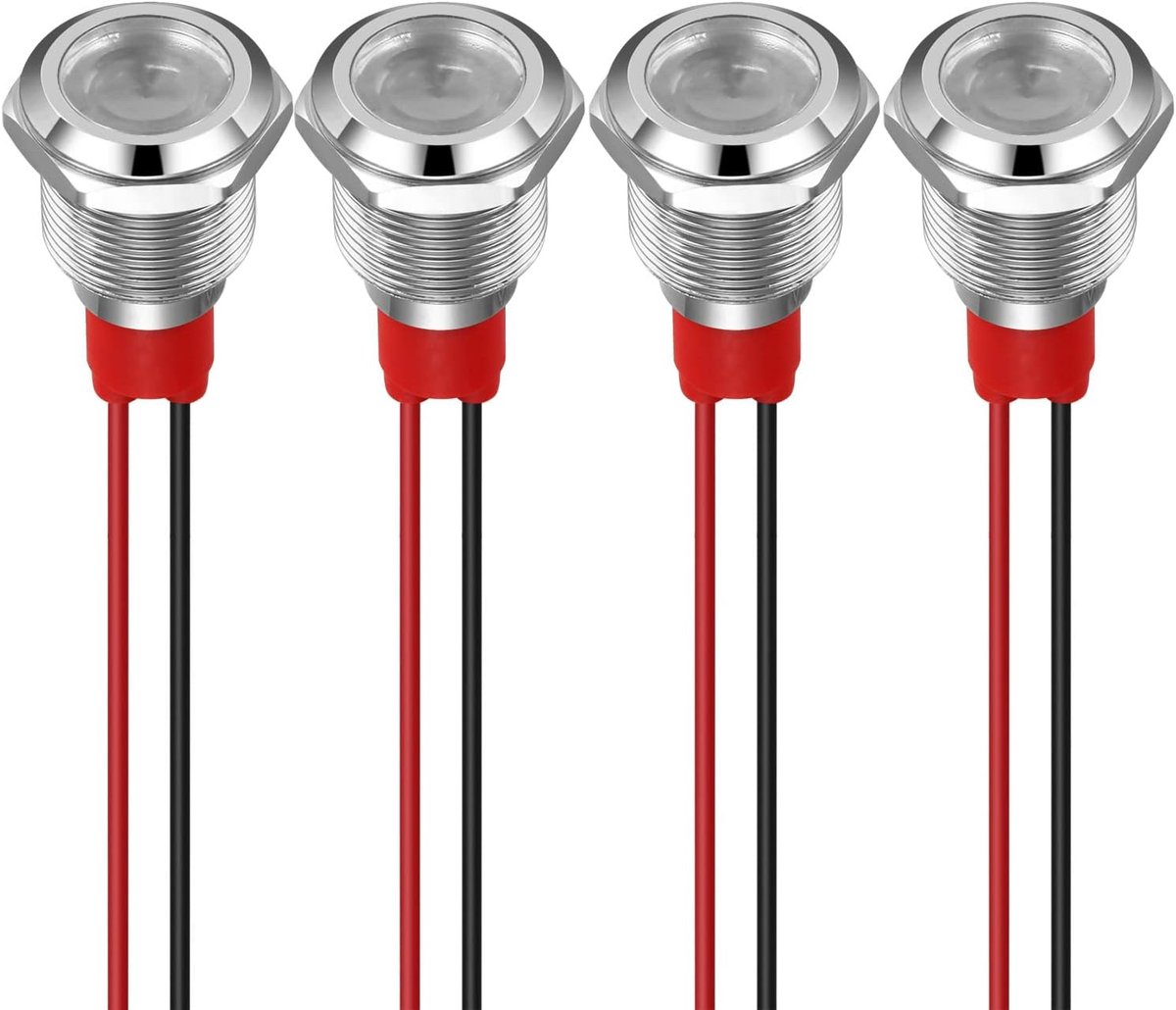 GUUZI 12mm LED Indicator Light 12-24V Waterproof Signal Light Metal Panel LED Indicator Light Panel Mount Flat Head - ShopVlot
