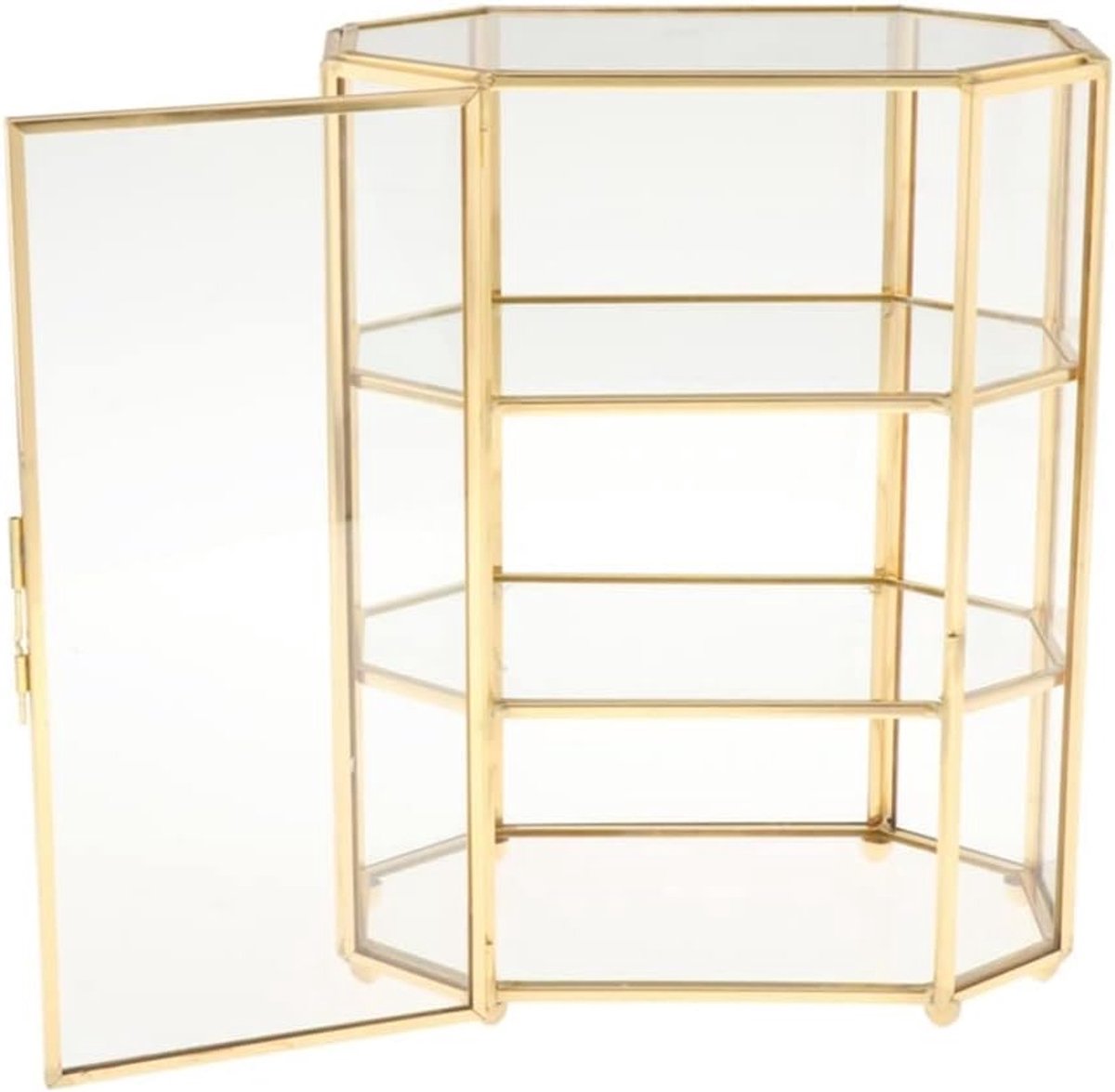 SnelShoppen - 3-laags Glazen Sieraden Doos, Multifunctionele Make-up Organizer, 21.5 x 16.5 x 10 cm voor Sieraden, Kledingaccessoires, Dressing Table