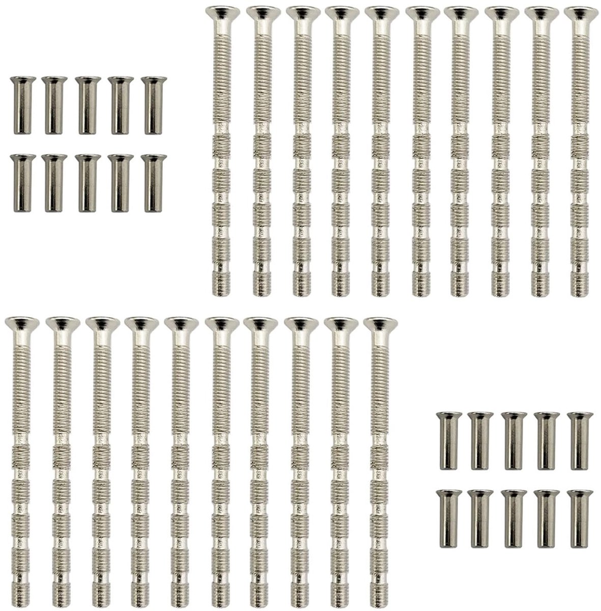 SnelShoppen - M4 Verbindingsschroeven en Hulzen 60mm - 20 Stuks - Voor Deurgrepen, Knoppen, Roestvrij Staal, Snijdbaar, 5mm Diameter