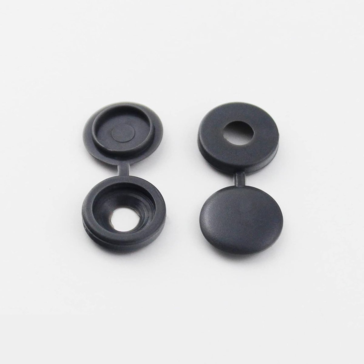 SnelShoppen - 100Pcs Plastic Schroefdoppen met Scharnier - Donkergrijs - Voor Meubels en Kasten - 13.2mm - Veilig en Handig - Snap Covers voor Kindere