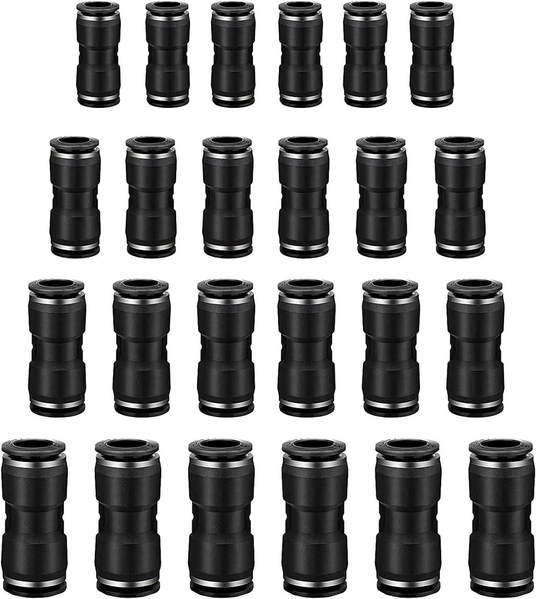 SnelShoppen - 24-delige Zwarte Pneumatische Connectors, Snelle Aansluitingen, Pneumatische Fittingen, Push-in Snelkoppelingen, Lucht- en Waterconnecto