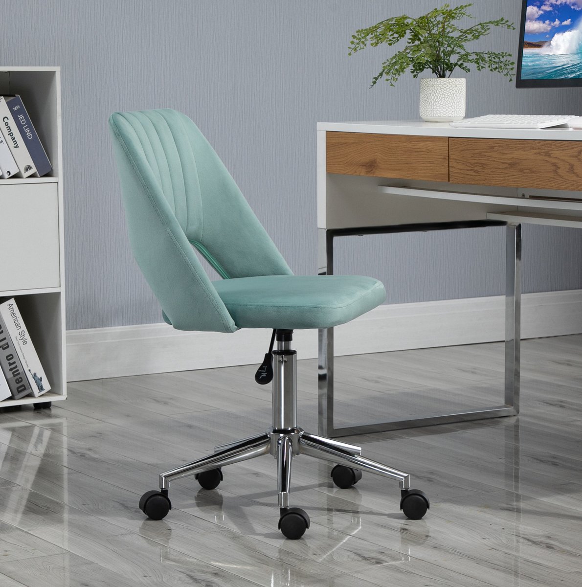 COVREO Bureaustoel 49x60x79-91 cm groen, polyester zonder armleuningen