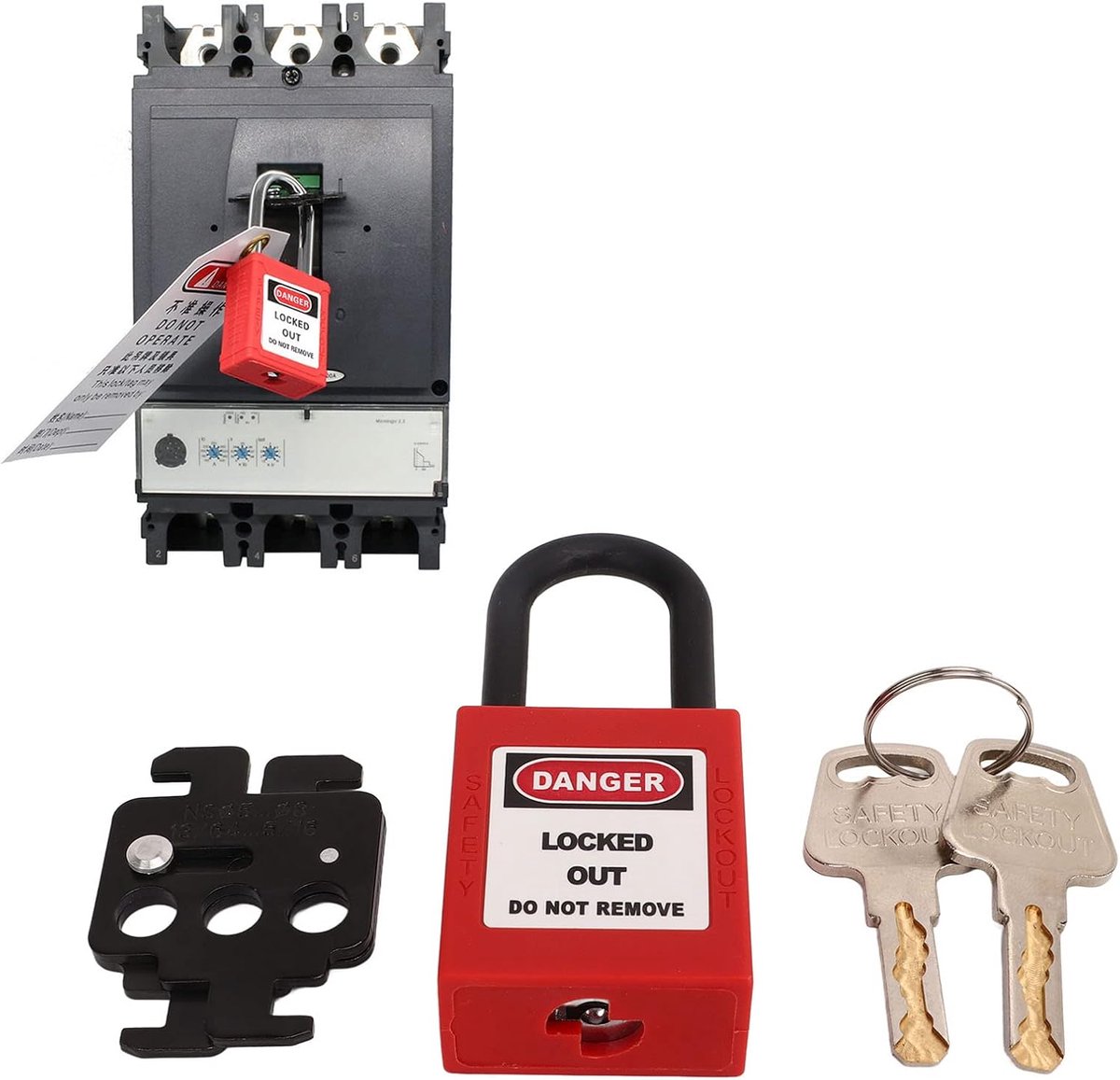 Lockout Tagout Kit, stalen stroomonderbrekerslot 38 mm beugel nylon hangslot voor Schneider stroomonderbrekers voor Lock Out Tag Out stations