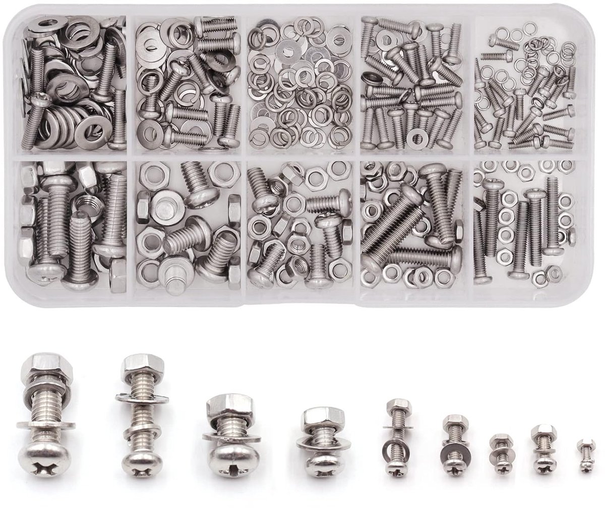 Bolts and Nuts Set - M2 M2.5 M3 M4 M5 Cross Pan Head Screws, Washers, Stainless Steel Machine Screws for Home - ShopVlot