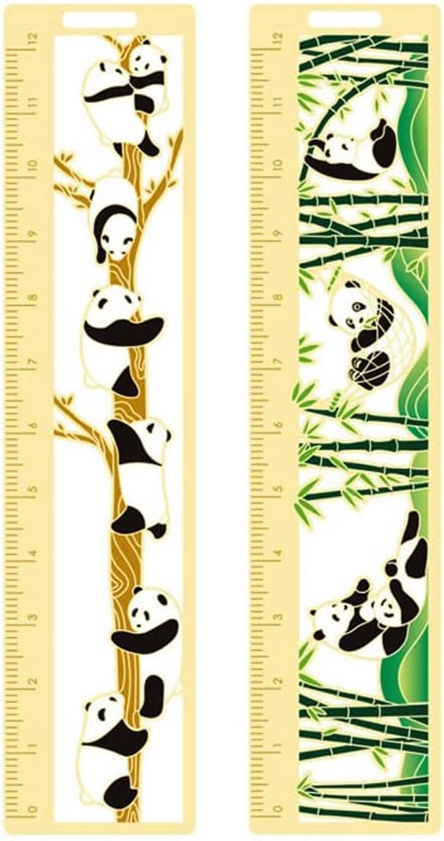 Boekenlegger 2-in-1 Panda - Metalen boekenmarker met liniaal - Schattig ontwerp - Perfect voor boekliefhebbers - ShopVlot