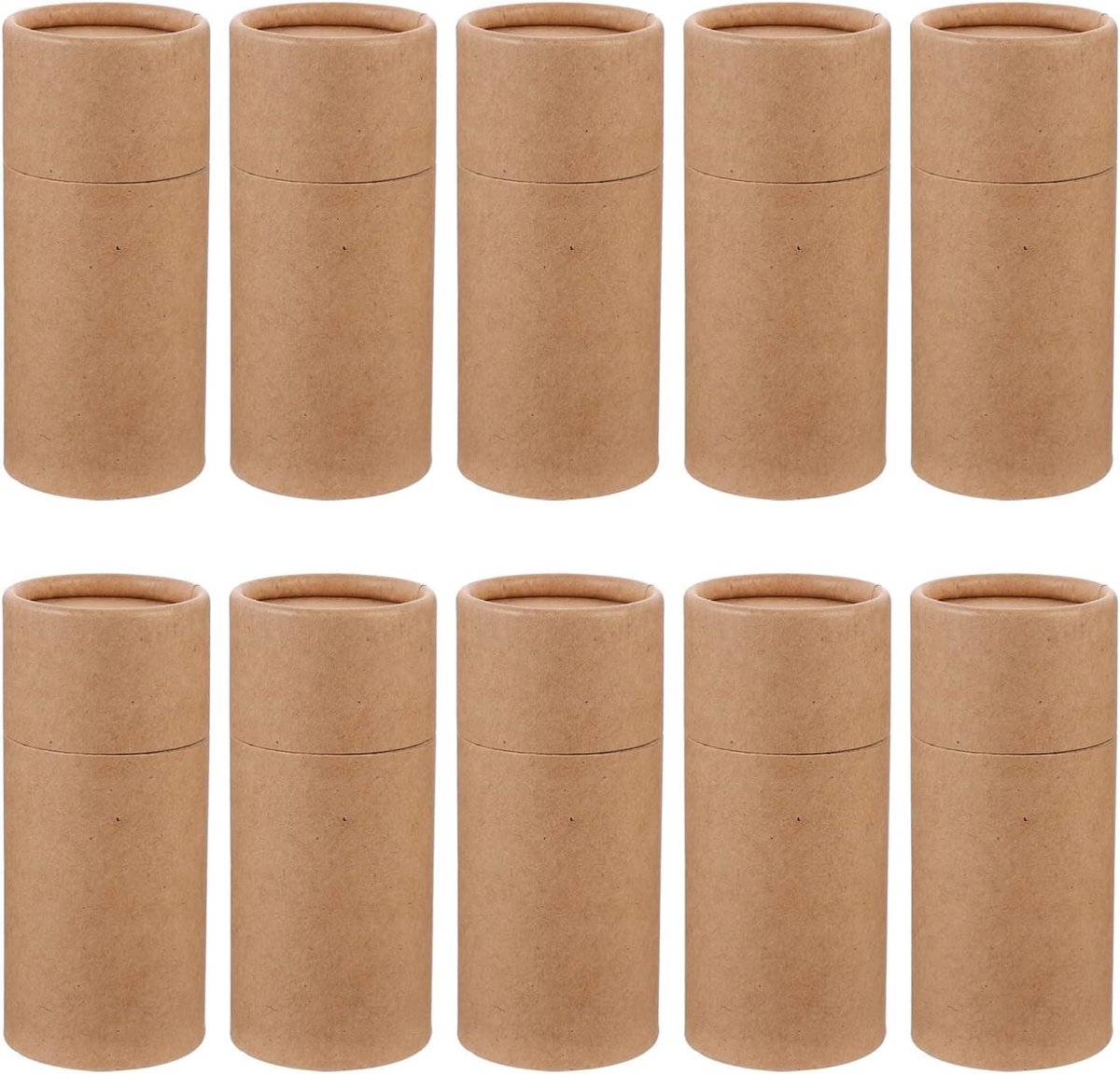 SnelShoppen - 10 Stuks Essentiële Olie Verpakkingsbuizen Rond Kraft Papier Met Deksel Voor DIY, 50ml, Sterk, Kindvriendelijk, Perfect Voor Opslag