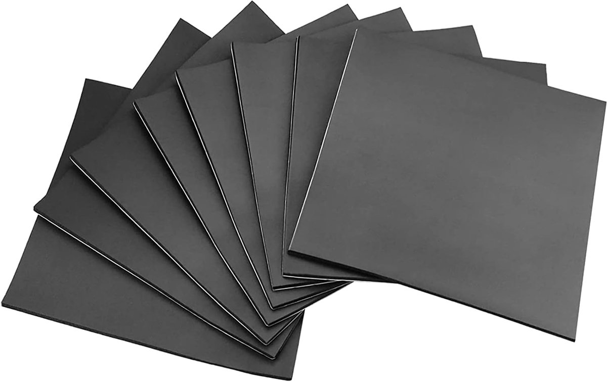 Adhesive Foam Sheet, Black, 300 x 300 x 6 mm (L x W x D) Foam Plates, Closed Cell Neoprene with Adhesive Back - ShopVlot