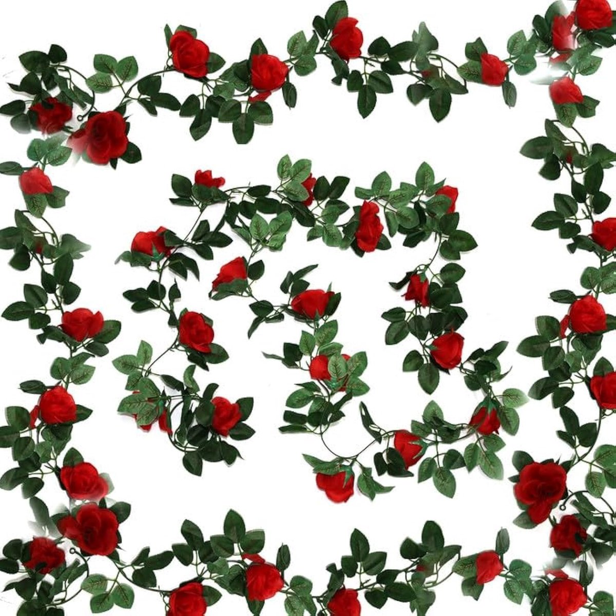 SnelShoppen - 2 Stuks Rozenkrans, Rode Bloem Wreath, Kunstbloemen, Hangplanten, Rozen, Garlands voor Bloemwand Decoratie, Bruiloft, Tuin, Hek, Feest