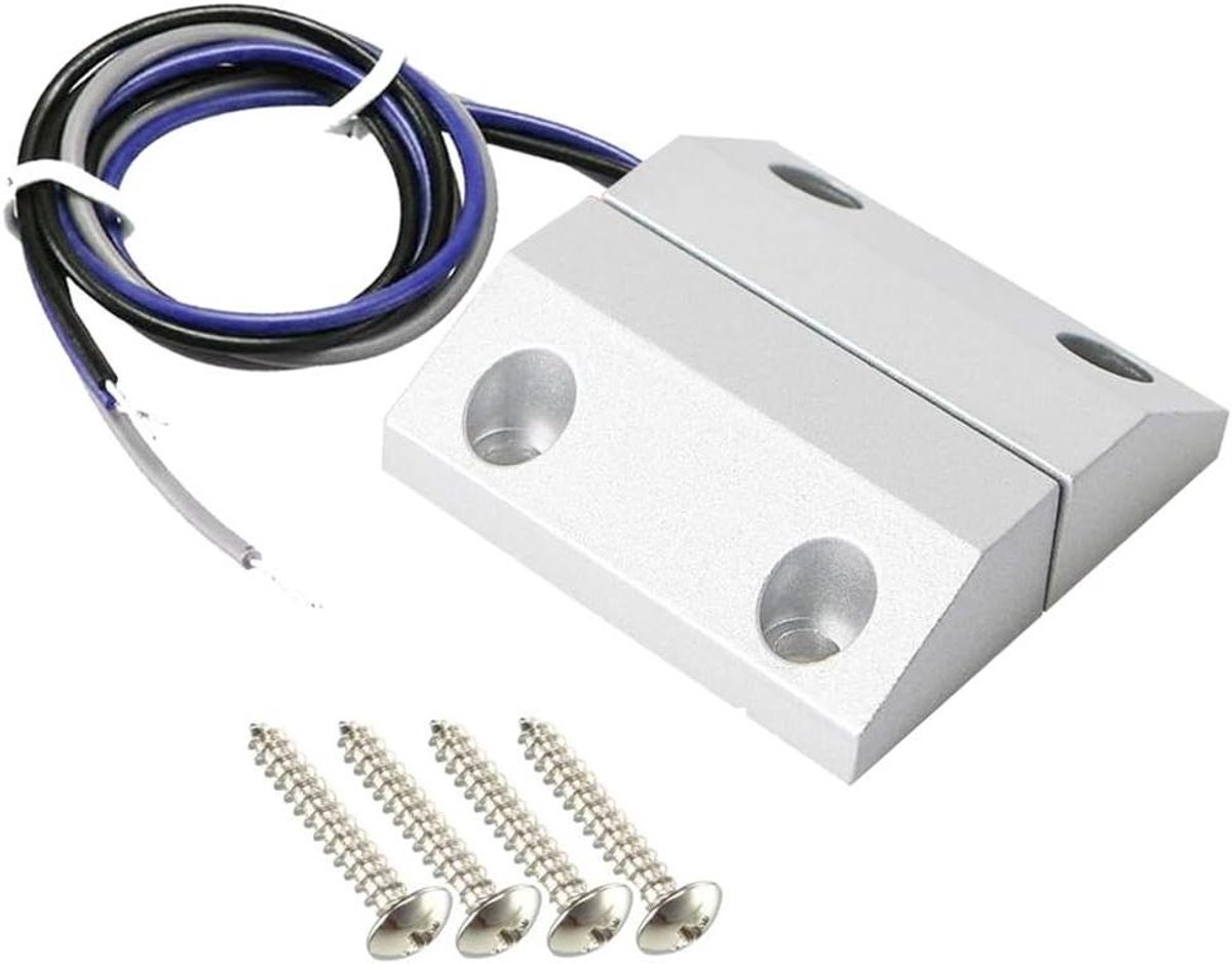 Deur Contact Magneet - Alarm Schakelaar - Beveiliging Garages - Zink Legering Behuizing - 15mm Actie Afstand - Zilver