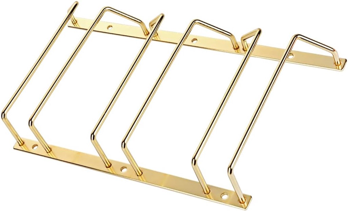 SnelShoppen - 18cm gouden wijnrek voor glazen, 2-3 rijen, stevig ijzer, eenvoudige installatie, elegant design voor keuken en bar