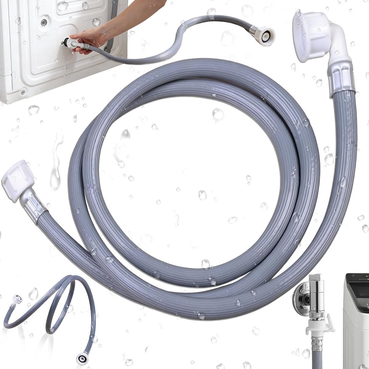 SnelShoppen - Universele Inlaat Slang voor Wasmachine en Vaatwasser - 1 m Water Slang - 20 Bar Druk - 90 Graden Hoek- en Rechte Aansluiting Ø 3/4 Inch