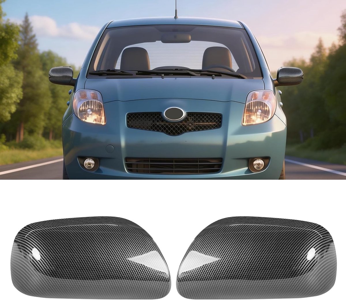 TTCR-II 2 stuks compatibel met achteruitkijkspiegelafdekkingen Toyota Yaris II 2006 2007 2008 2009 2010 2011 - ShopVlot