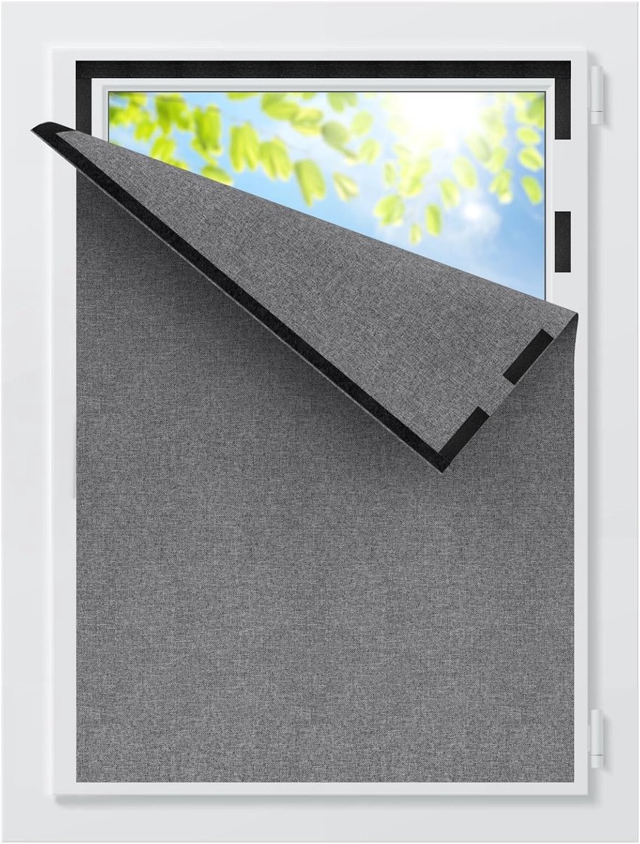 SnelShoppen - Blackout Gordijn voor Raam 130 x 150 cm, Opaque Linnen, Thermisch Isolerend, Geen Boren, Zonn bescherming voor Slaapkamer, Kantoor, Reiz