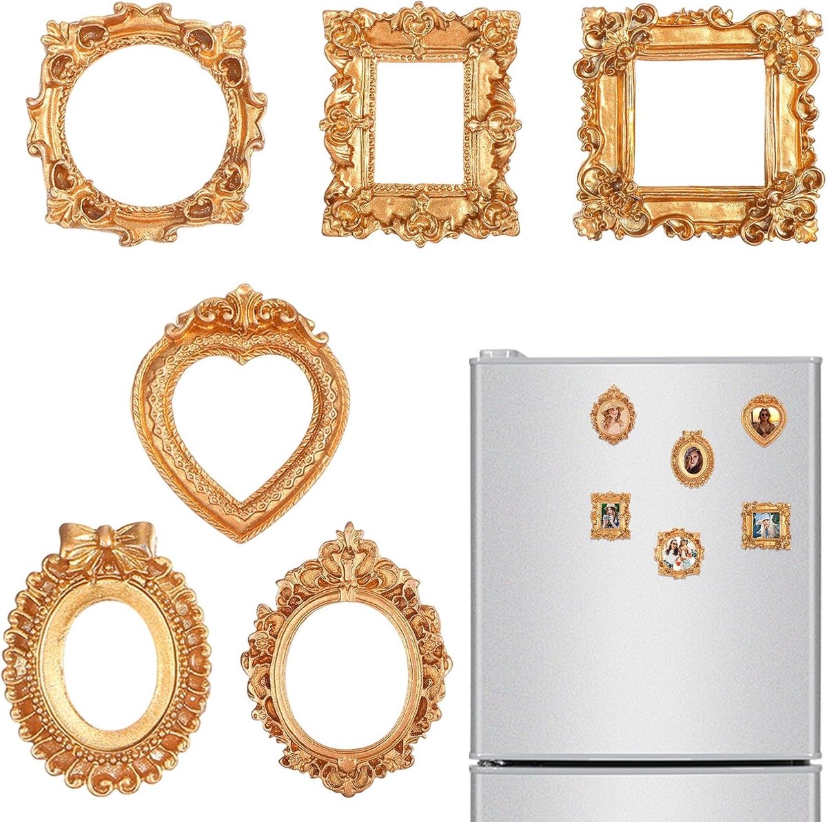 Miniatuur Fotolijsten Set - Antiek Goud - 6 Stijlen Barok - Perfect voor DIY Creaties - ShopVlot