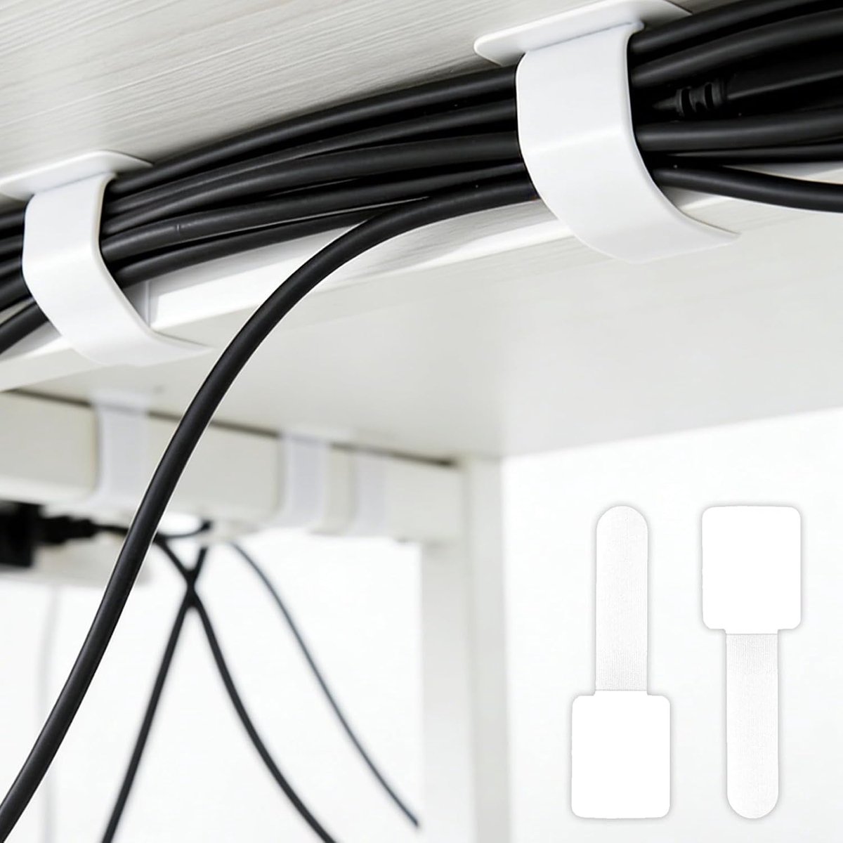30 Pack Cable Management Desk White Self Adhesive Cable Holders and Cable Tray Gaming Accessories and Desk Organiser - ShopVlot