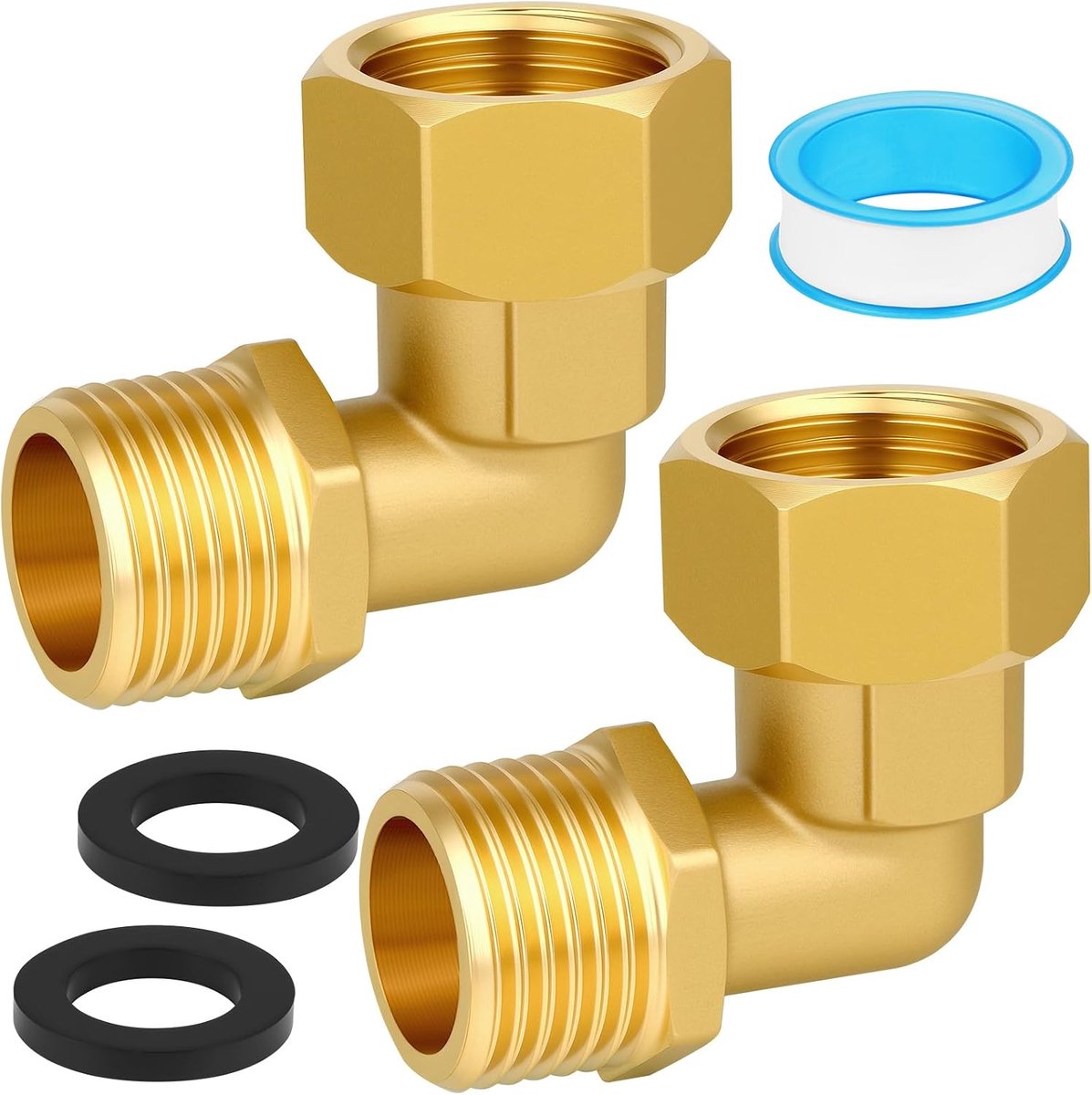 Brass hoekverbinding 90° - 1/2 inch messing - draaibare schroefverbinding - geschikt voor verwarming - SnelShoppen
