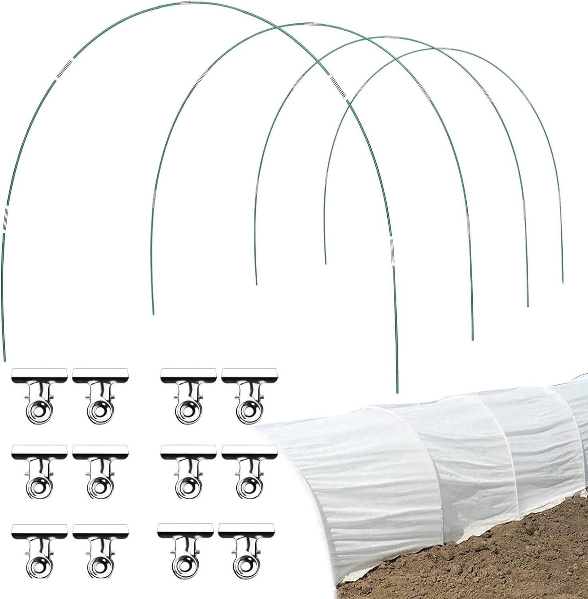 Broeikas Tunnelboog - Tuinbeugel Net - Planten Beschermen - Roestvrij Staal Frame - Zie Beschrijving - Enkele