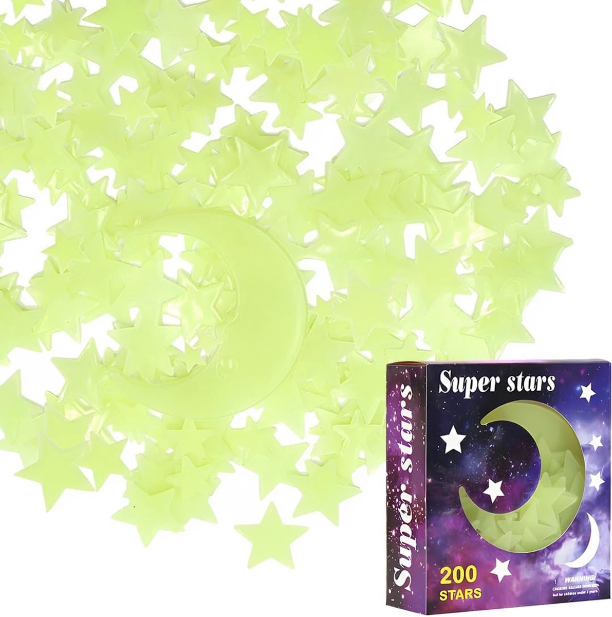 201 stuks lichtgevende sterren muurstickers in het donker voor het plafond zelfklevende 3D lichtgevende sterren en - ShopVlot