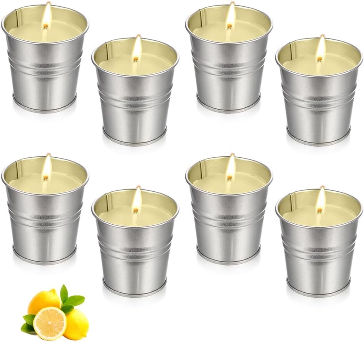 SnelShoppen - 8 Stuks Citronella Kaarsen Outdoor - Geurkaarsen Buiten - Sojawas - Ca. 8 Uur Brandduur - Ideaal voor Tuin, Camping, Picknicks en Barbec