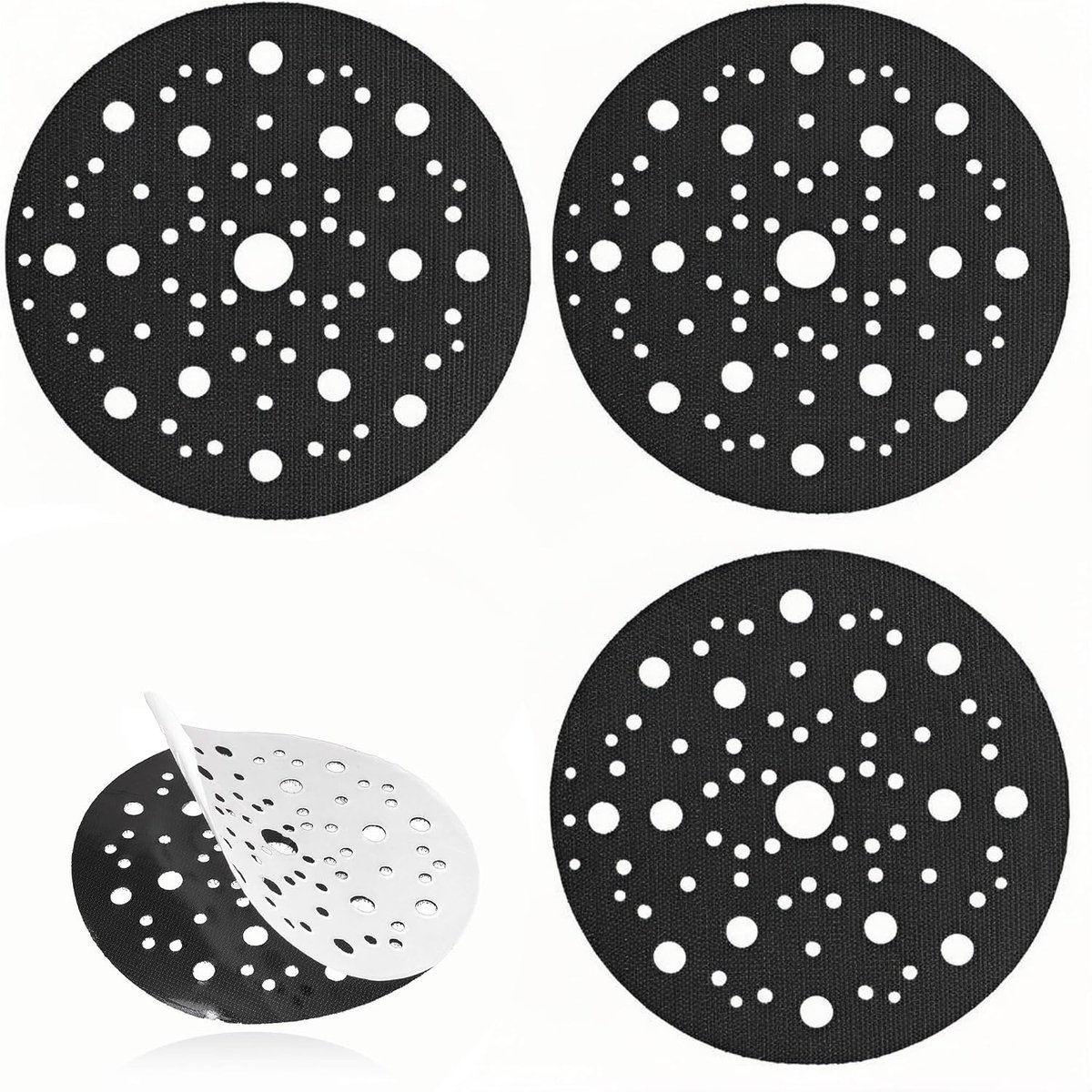 SnelShoppen - Beschermingsmatras Ø 150mm 70-gaten, 3 stuks schuurplatenbeschermer met klemverschluss, universeel voor schuurmachines, verlengt levensd