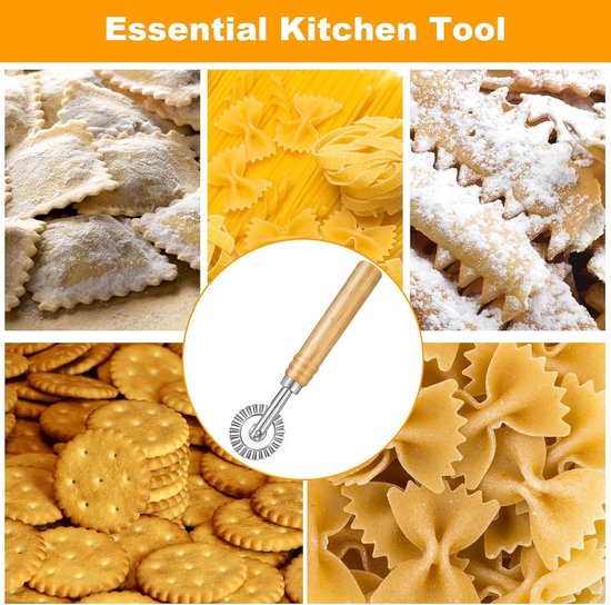 2 STKS Pasta Cutter Wiel, Gebak En Pasta Cutter Wiel Gebak Ravioli Wiel Cutter Met Lange Houten Handvat Voor Ravioli Pasta Dumplings Lasagne Pierogi — afbeelding 5