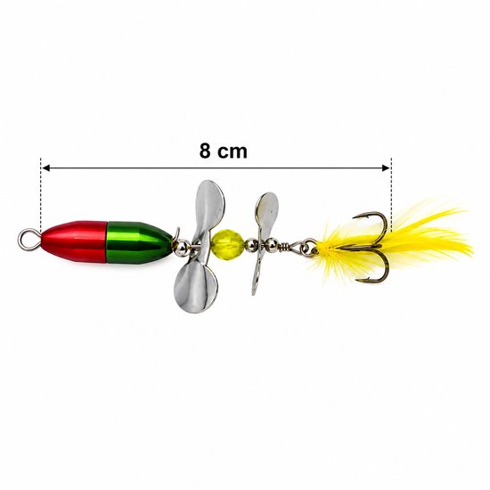 S&D - Kunstaas dubbele spinner - 2 stuks - 10g 8cm - Roofvissen - Blinkertjes - Enkele dreg van S&D — afbeelding 2