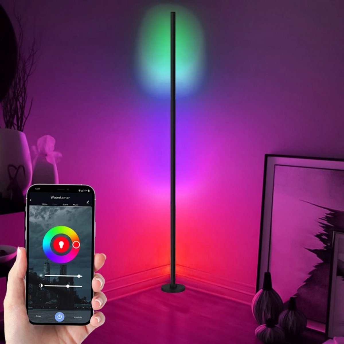 Tuya slimme vloerlamp - RGB dreamcolor - Complete set met afstandsbediening - Staande lamp - Smart vloerlamp - Incl. afstandsbediening - Smart Life app - Slimme verlichting - Smart lamp