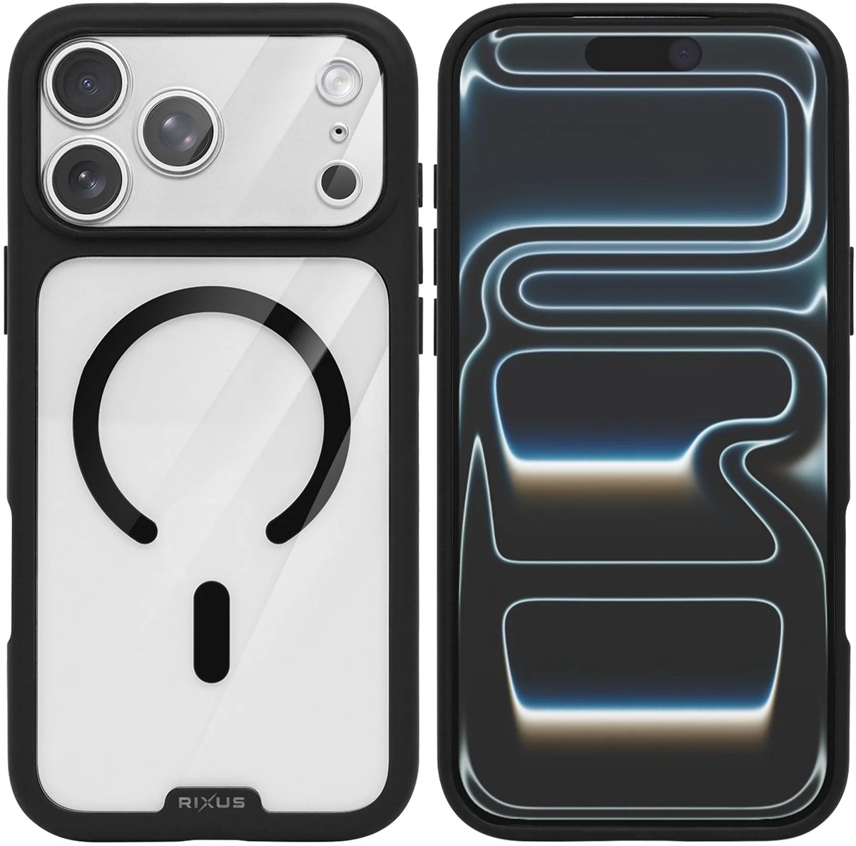 Rixus Crystal Amber Case For Apple iPhone 17 Pro Max Black