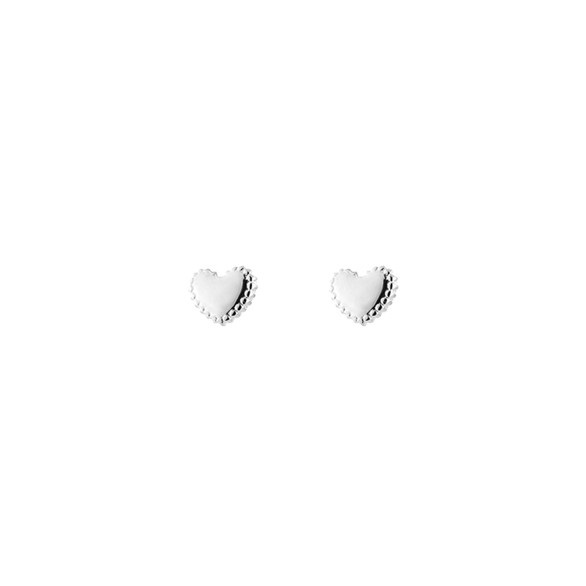 Textured Beaded Edge Heart Studs – Luxe Oorstekers met Geciseleerd Hartje – RVS - Zilver