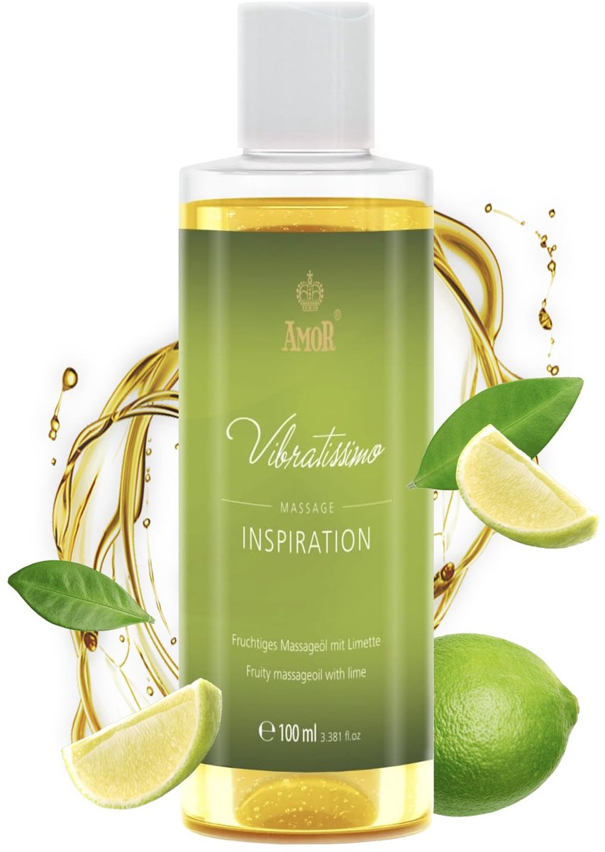 Vibratissimo 'Inspiration': massageolie, liefdesolie, lichaamsolie met een limoengeur, 100 ml