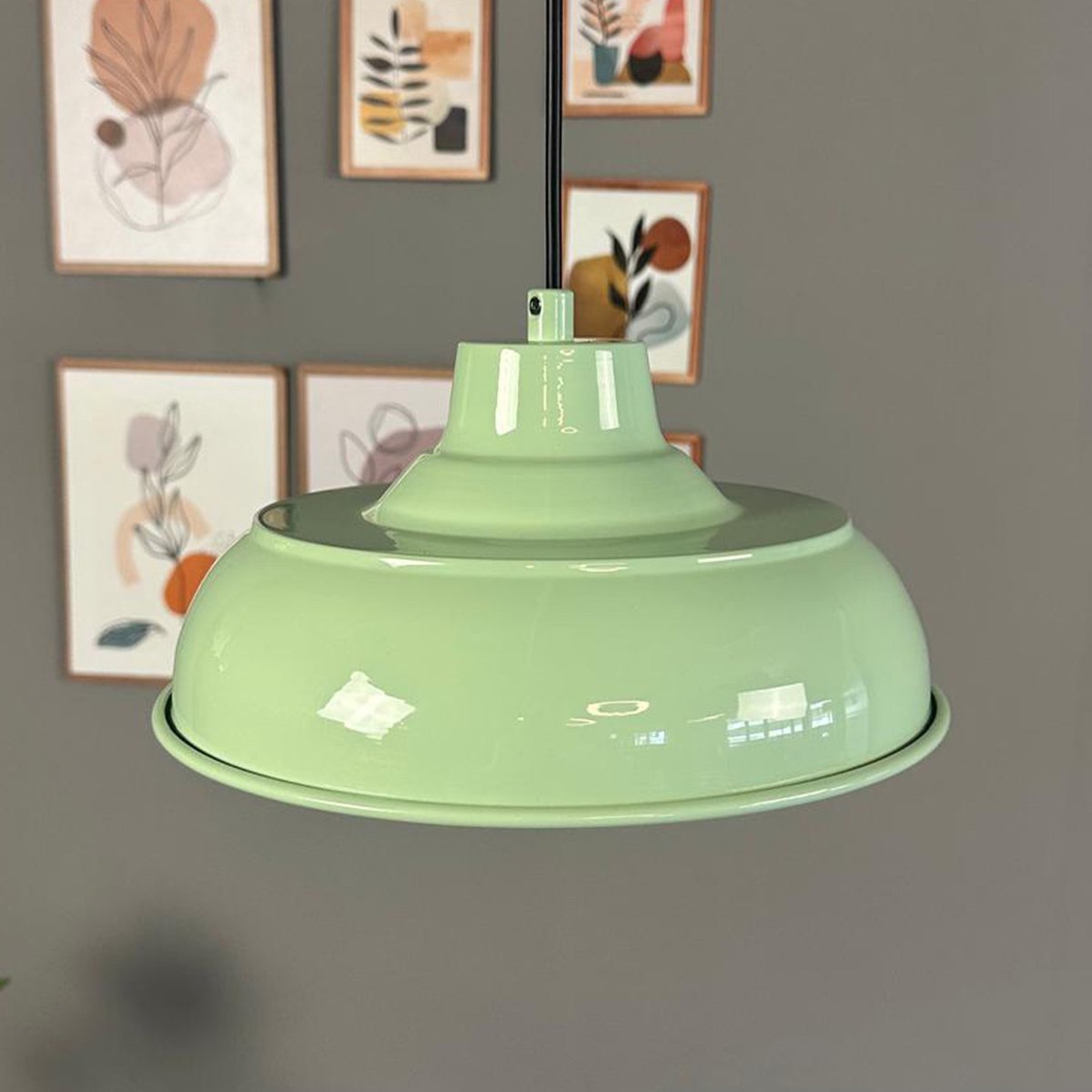 Bamyum Veluna hanglamp, industriële Modern stijl, Ø26 cm, groen metalen lamp