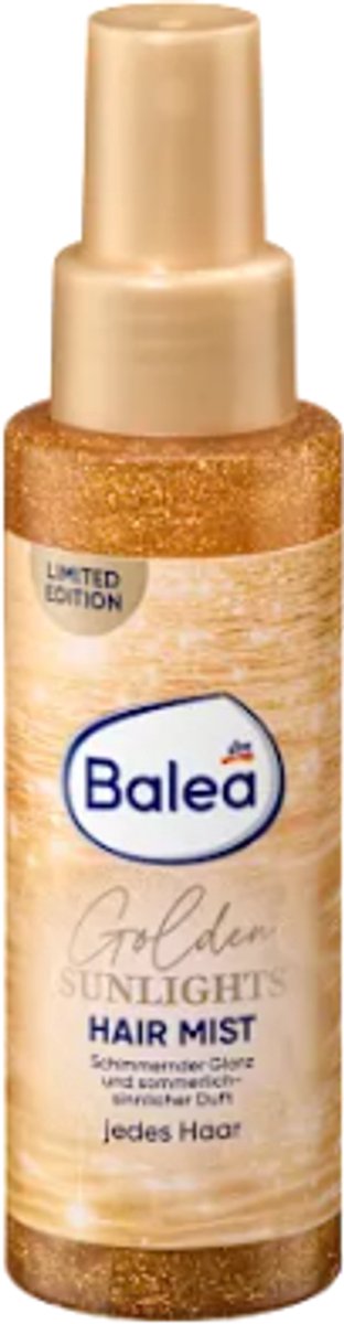 Balea Golden Sunlights Haarmist - 100 ml | Haarglans Spray met Hibiscusextract & Kokosolie - Voor Zonbelast Haar - Limited Edition