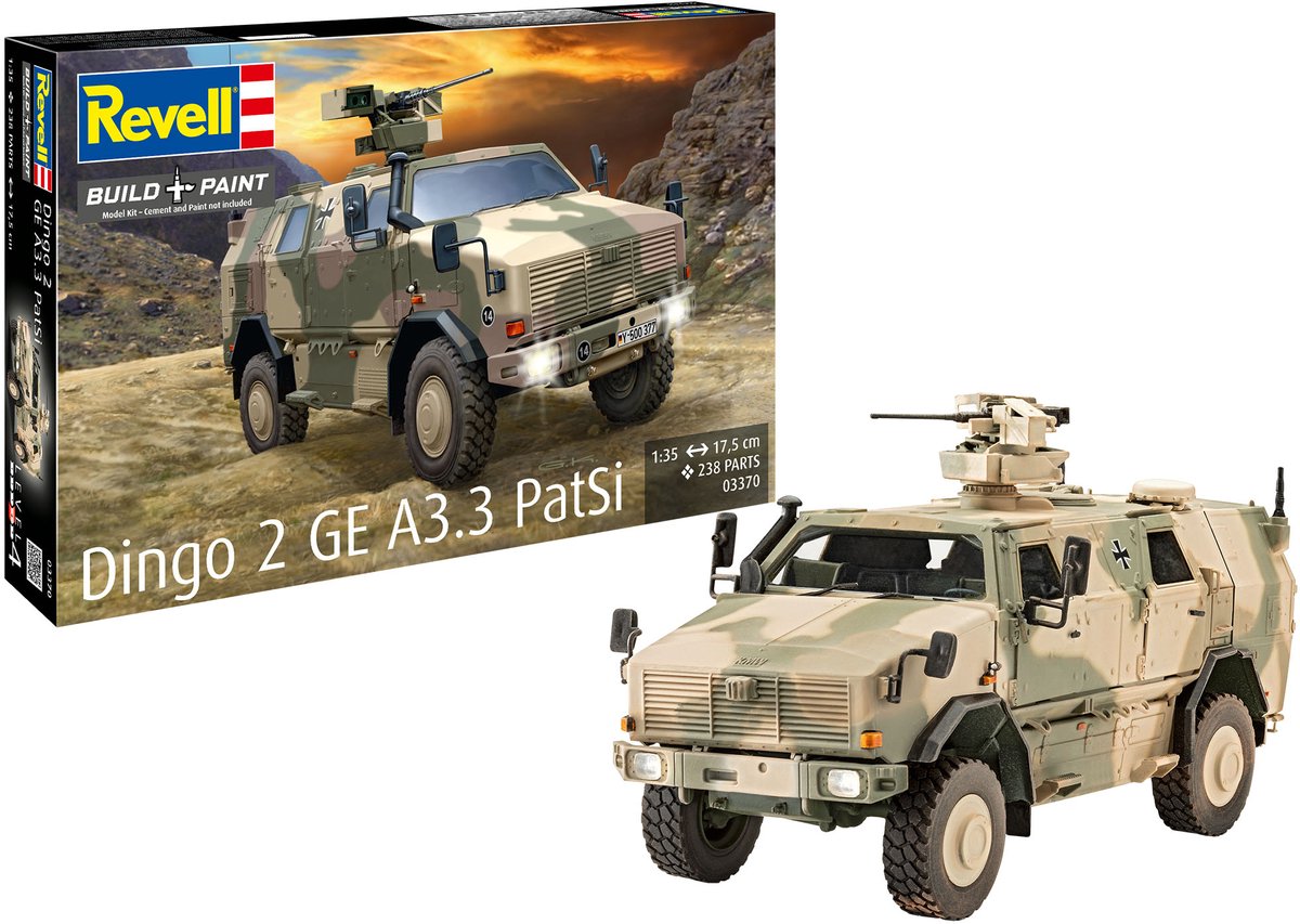 Revell Modelbouwpakket Militaire voertuigen - 03370 Dingo 2 GE A3.3 PatSi - Duits Gepantserd Patrouillevoertuig Plastic - 1:35 - Modelbouw
