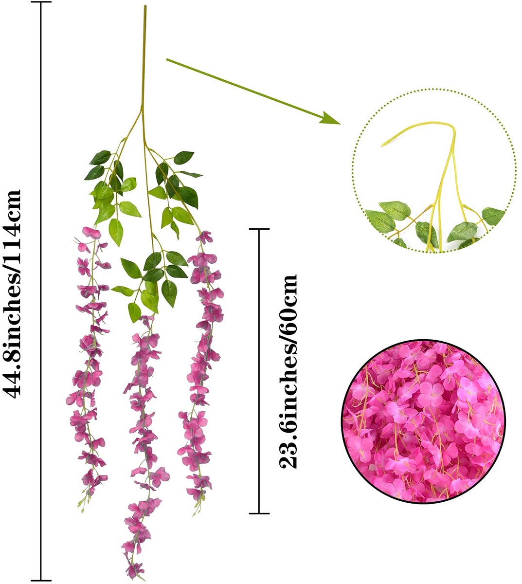 12 stuks kunstmatige glyzinia slinger Wisteria hangende blauwe regen bloemen