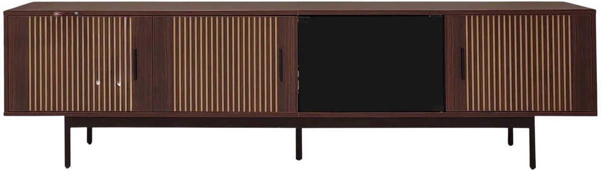 Happiq TV meubel- Zwart - 200 x 35 x 53 Cm - Opstelling - Walnootbruin - voor Woonkamer en Tv