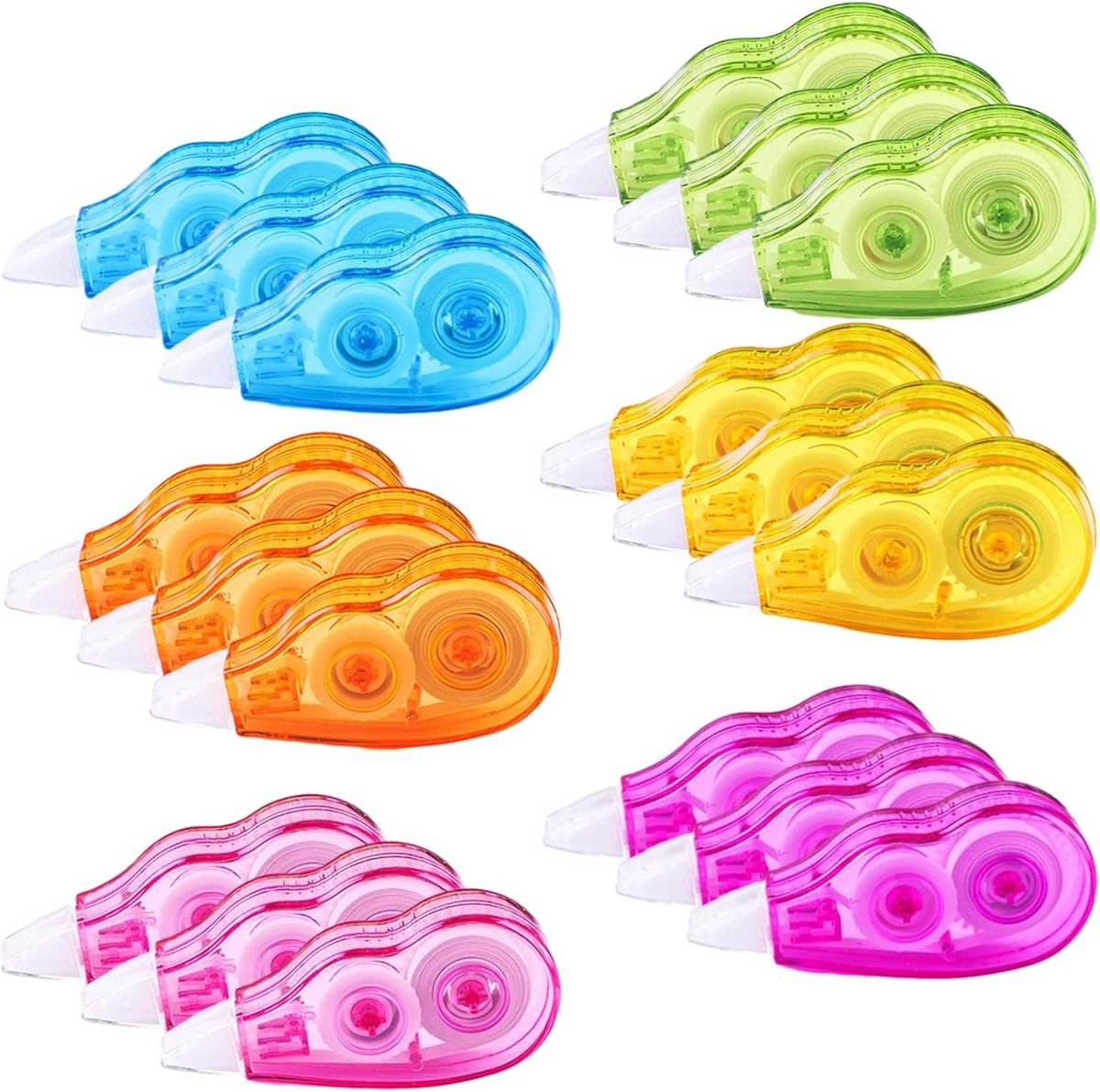 18 stuks mini-correctierollers in 6 kleuren, ideaal voor kantoren, studenten en kinderen, perfect voor het corrigeren van schrijffouten en knutselprojecten