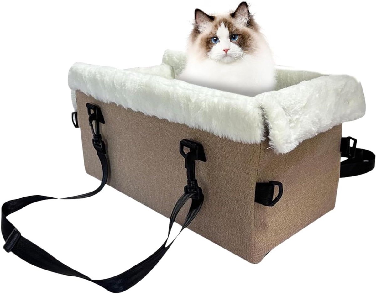 Hondenautostoel Middenconsole - Draagbare Zitting Huisdier - Veilig Reizen Auto - Geïntegreerde Veiligheidsgordel - 46 x 26 x 22 cm