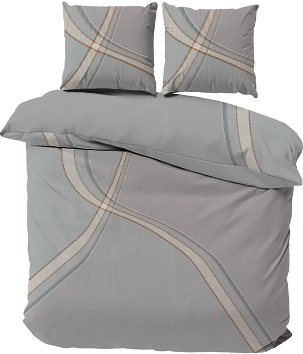 iSleep Dekbedovertrek Jurre - Tweepersoons - 200x200/220 cm - Blauwgrijs