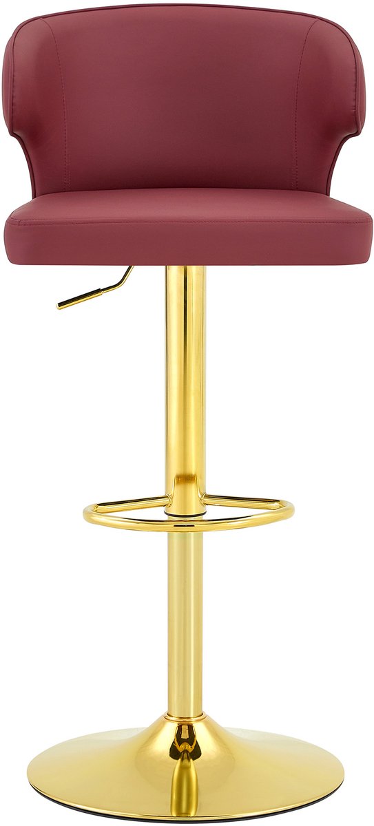 2-delige set barkrukken met rugleuning, hoogteverstelbaar, 365° draaibare barkruk met groot voetstuk en voetsteun, moderne keukenkruk voor bar, keuken, aanrecht (alleen stoelen)-Grood +Goud