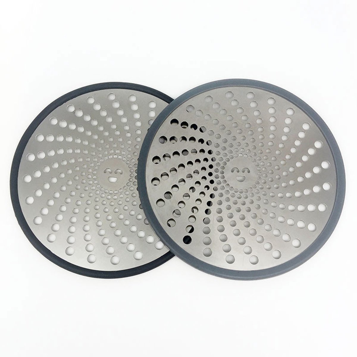 Douche Afvoerfilter – Siliconen Haarvanger – Afvoerzeef – afvoerbescherming - Herbruikbaar – Anti-verstopping – roestvrijstalen zeef - Voor Douche en Badkamer – voor douche, badkuip, afvoerfilter - Smileygezicht - 11 cm - 2stuks
