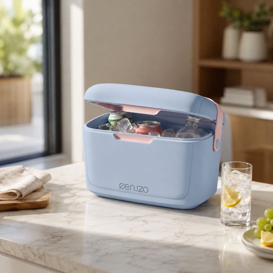 Ceruzo Koelbox 6 Liter - Mini Koelbox - Lunchbox -Draagriem - Licht Blauw - Geschikt voor IJsblokjes van Ceruzo — afbeelding 3