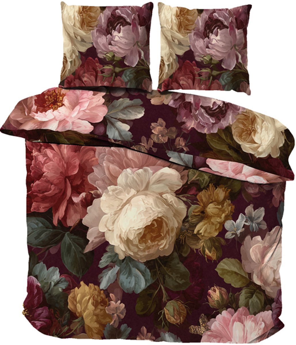 iSleep Dekbedovertrek Elske - Litsjumeaux XL - 260x200/220 cm - Bordeaux