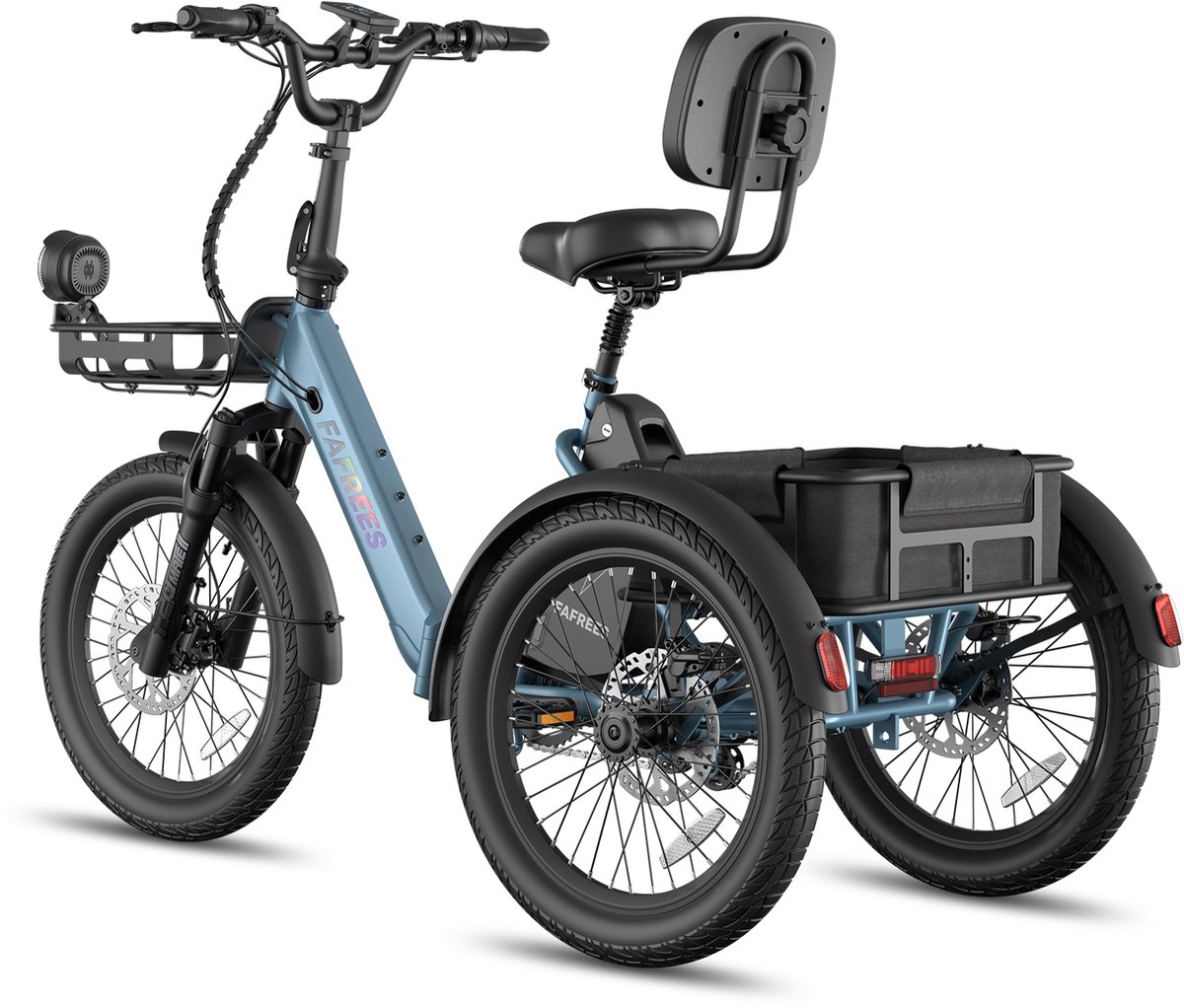 FAFREES F20 Mate II Elektrische Driewieler – 21Ah Accu, 85km Bereik, 65Nm Koppel – Voor Senioren & Dagelijks Gebruik Haze Blue