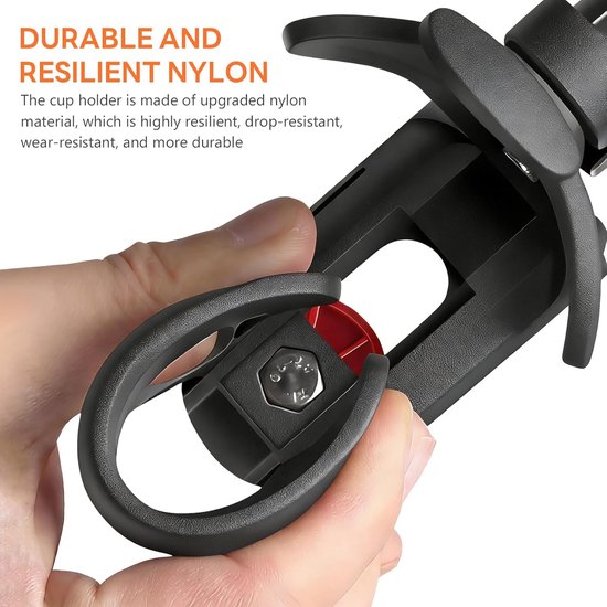 Universele bidonhouder voor fiets motorfiets scooter en kinderfiets / 360° verstelbare drinkfleshouder / snelmontage op stuur en frame / geschikt voor dagelijks gebruik en recreatief rijden / zwarte kunststof en aluminium accessoire — afbeelding 3