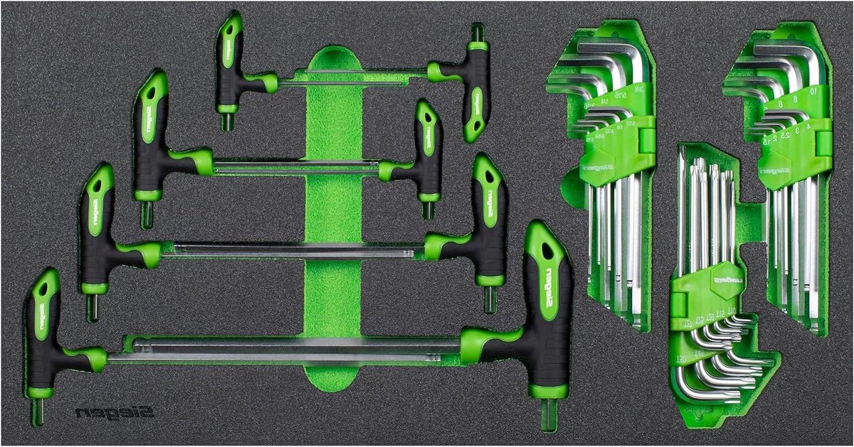 Sleutelset met T-handvat - Inbussleutelset Torx - Reparaties Uitvoeren - 35 Delige Set - 510 x 270 x 40 mm