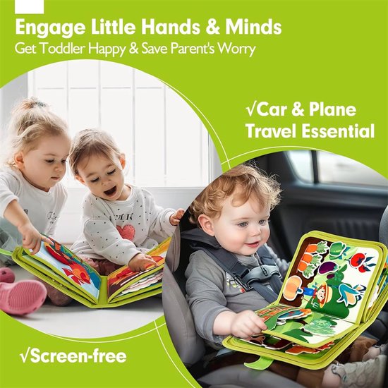 20-in-1 Busy Board voor Peuters - Montessori Speelgoed - Boerderijdieren Rustig Boek - Activiteitenboek - Sensorisch Speelgoed - Reisspeelgoed - Fijne Motoriek Peuterspeelgoed - Cadeaus voor meisjes en jongens van 1 tot 4 jaar van Flintry — afbeelding 3
